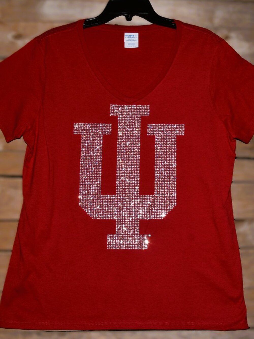 Indiana Hoosiers licensed rhinestone short sleeve Vneck shirt XS S M L XL 2X3X4X